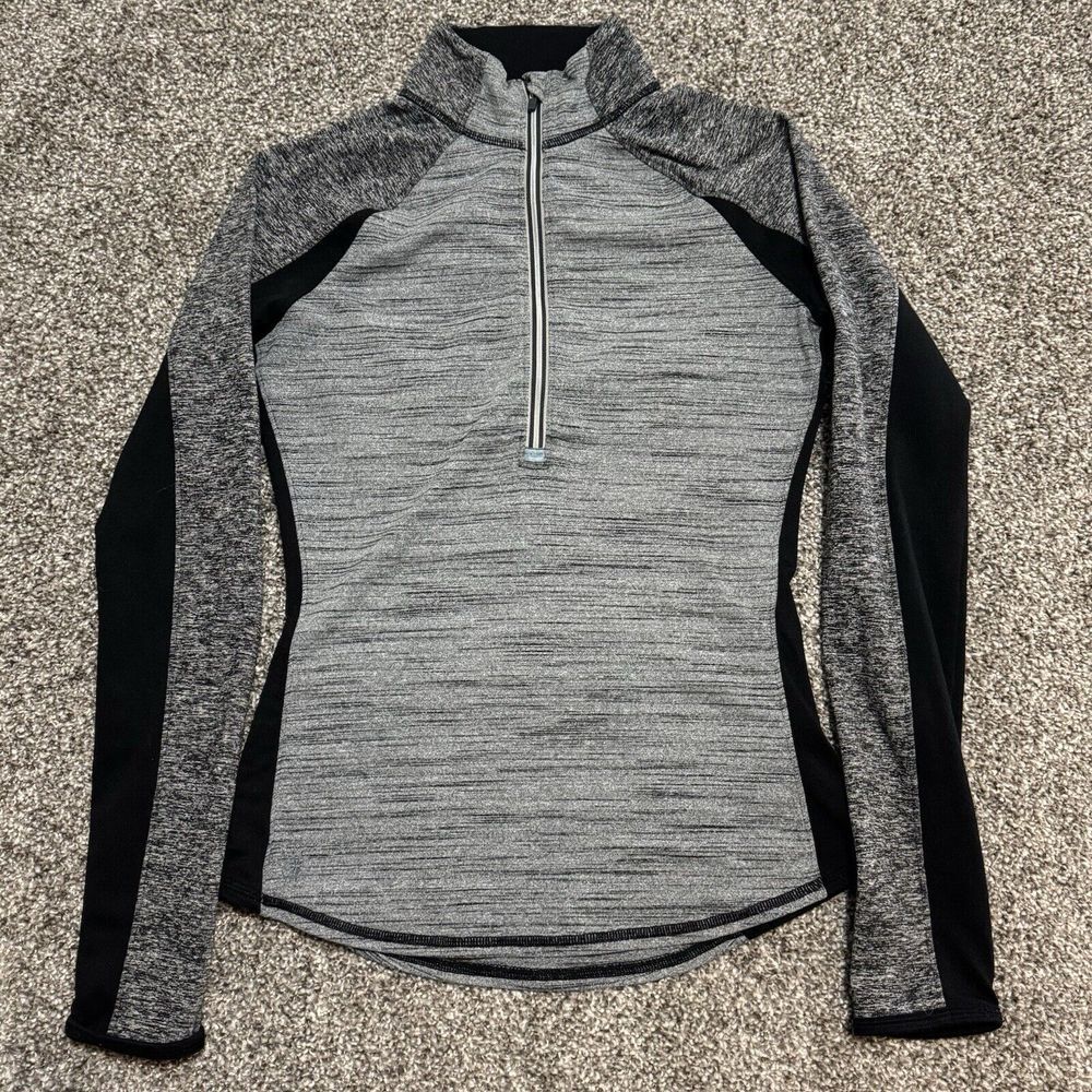 Athleta Running Wild Half Zip Pullover Grey Black  138805‎ Womens Size XS
